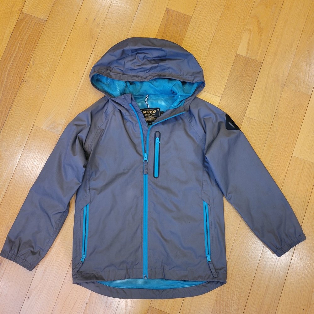 Gray and Blue Hooded Jacket